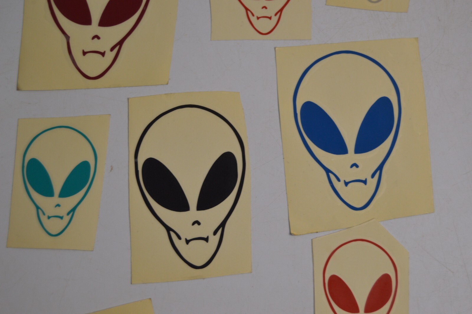 16 Vintage Alien Vinyl Decal Stickers Lot 1990's Space Carnival Collectibles