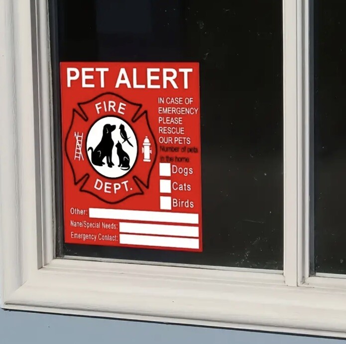 Sticker 3 Pcs Pet Alert For Fire Emergency, Decal Rescue Firefighter Family Home