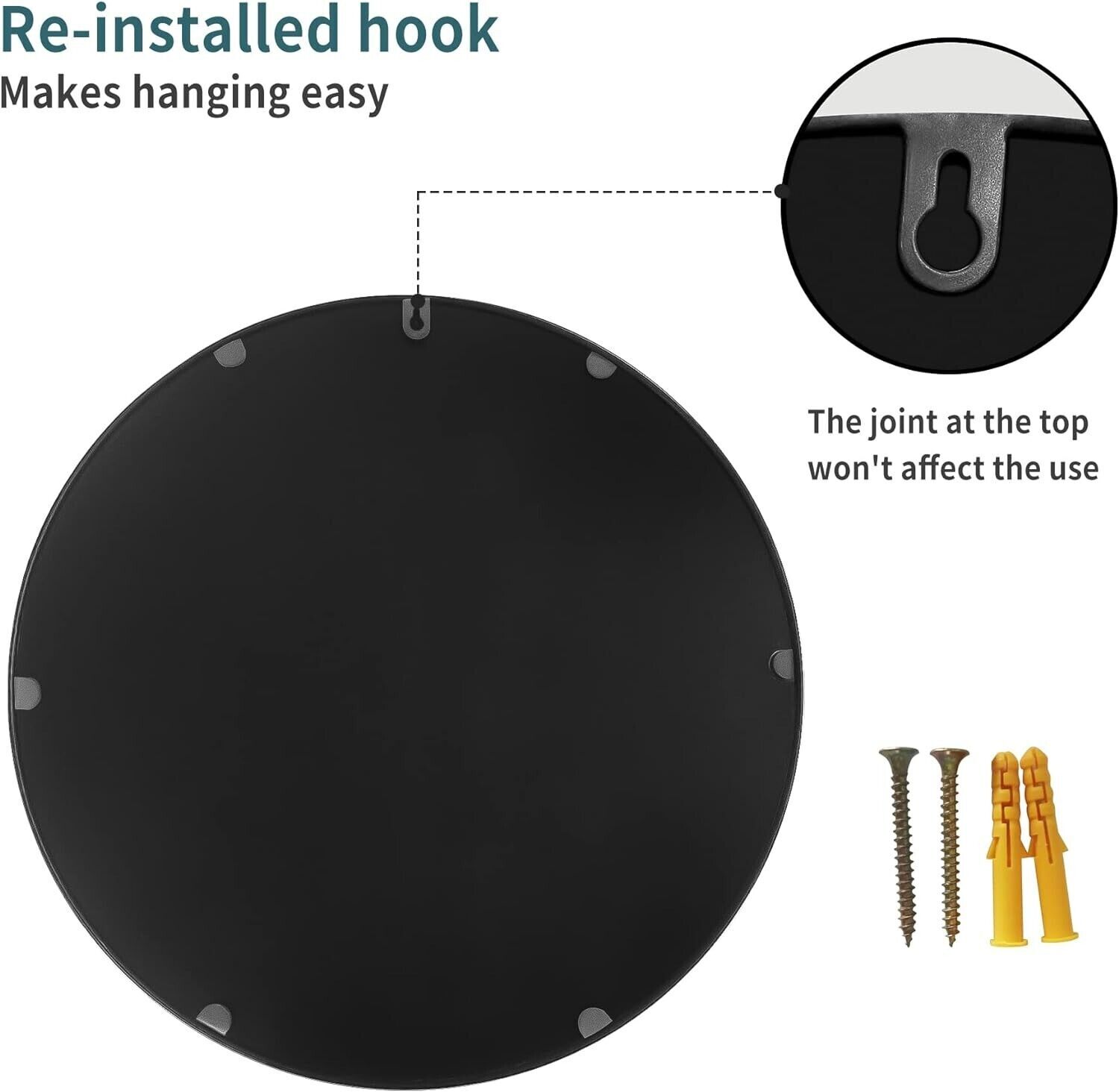 Round Wall Mirror Bronze 24 Inch -Circular Metal Framed Wall Mounted Mirror B043