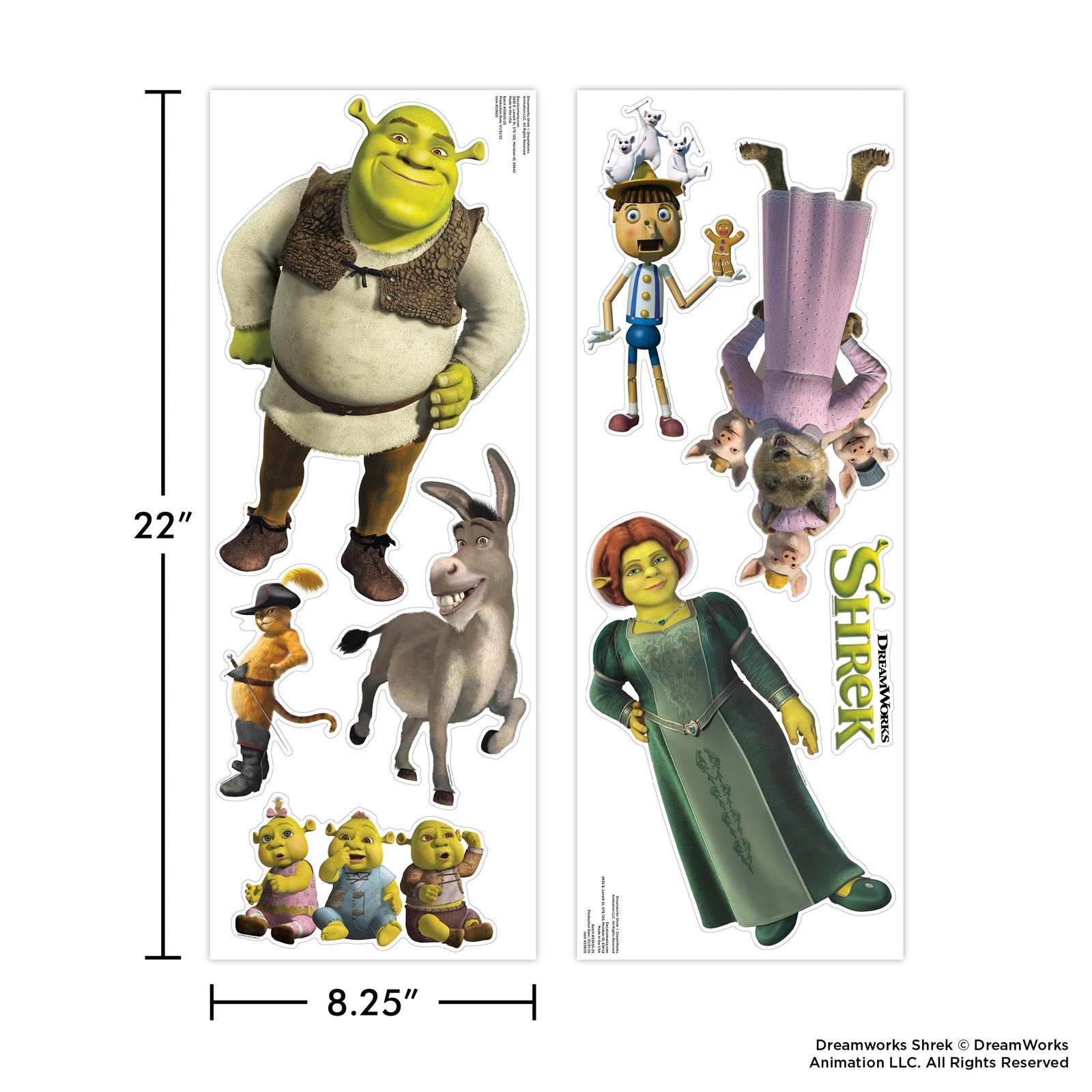DreamWorks Shrek Wall Decals – Set of 8 Vinyl Stickers for Bathroom Nursery B…