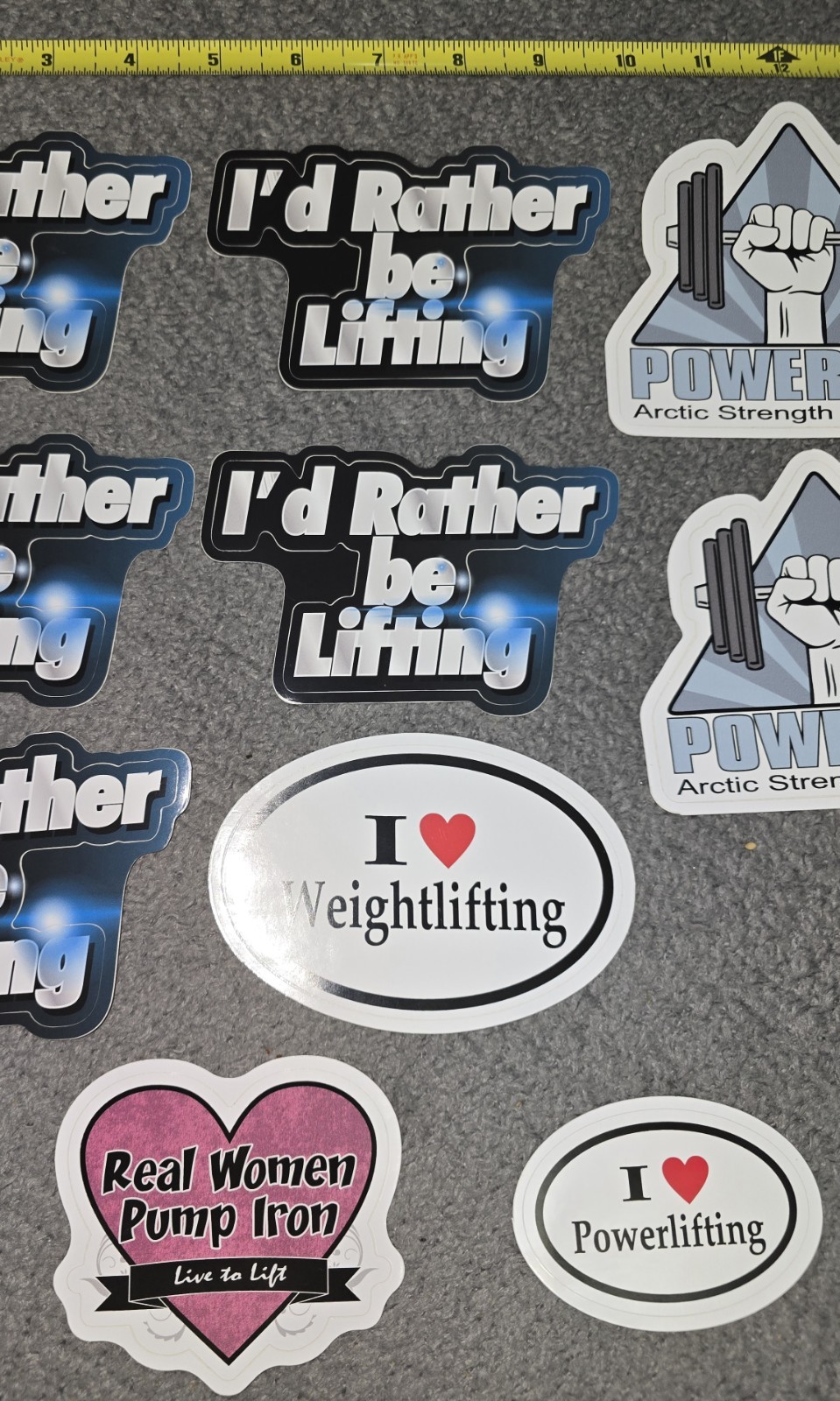 10x Sticker Decal Lot = Weight Power Lifting Triathlon Woman Gym Boxing Vinyl