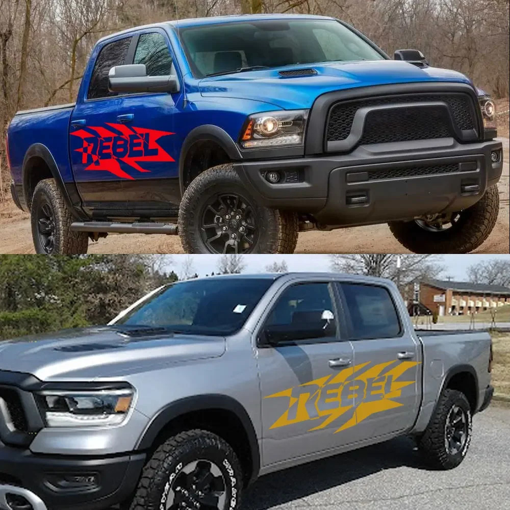 Aftermarket HEMI Door Side Graphic Decal for Dodge RAM 1500 / 2500 / 3500 Rebel