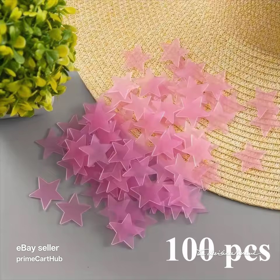3D 100 pcs Stars & Moon Set – Fluorescent Ceiling stickers for Nursery & Bedroom