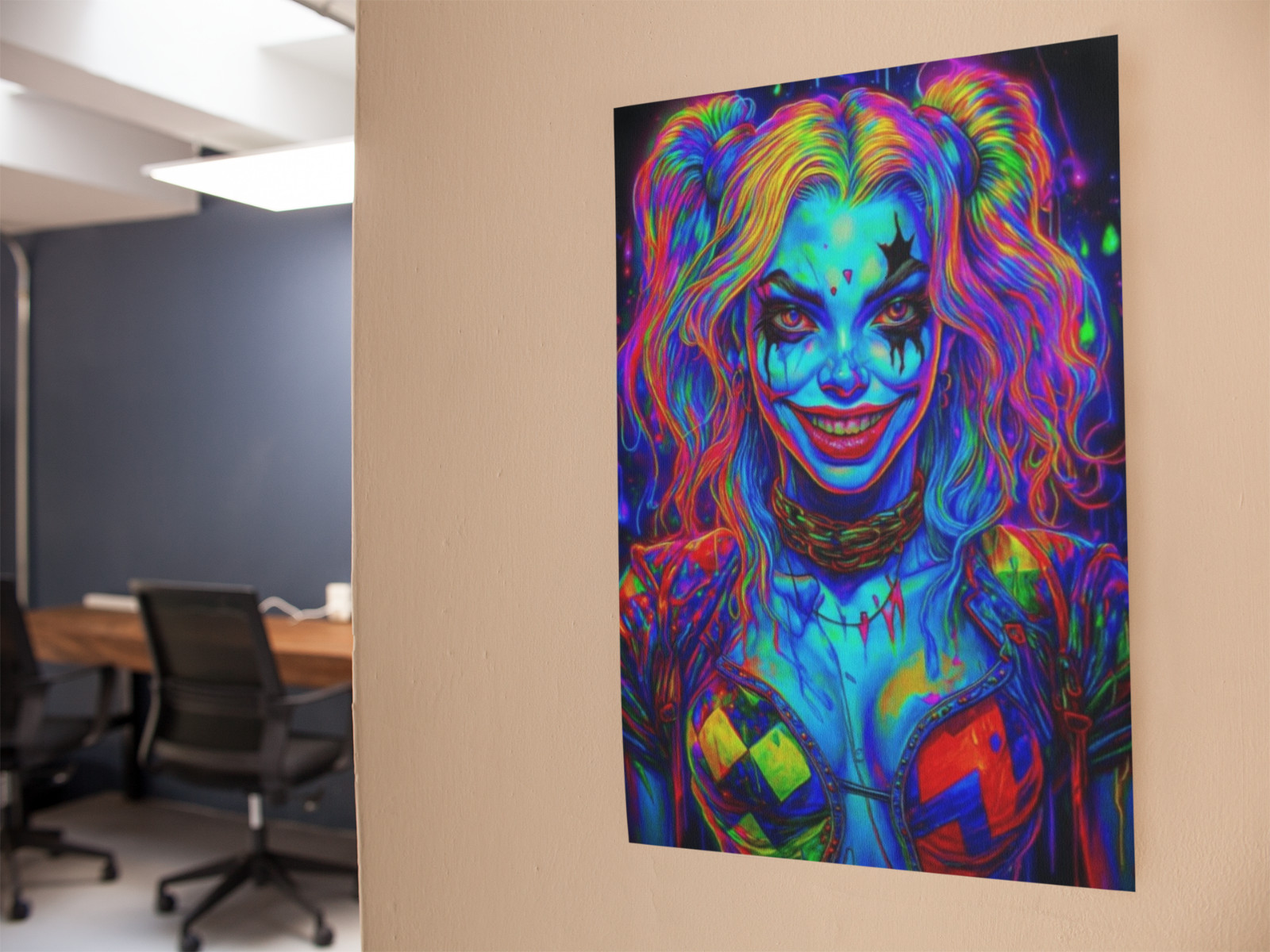 Harley Quinn Vivid Neon Wall Graphic Vinyl Decal Poster (Removable Adhesive)