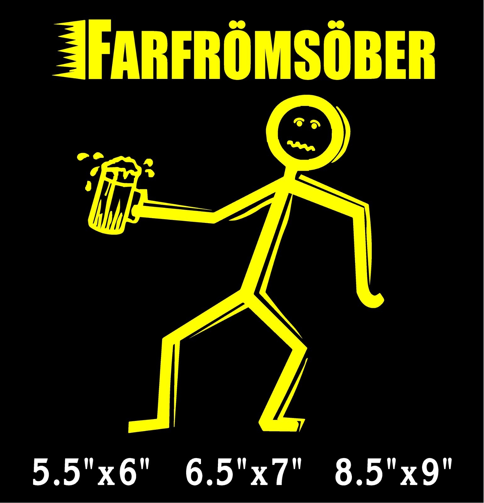FarfromSober Decal Stick Person Drunk funny window vinyl sticker
