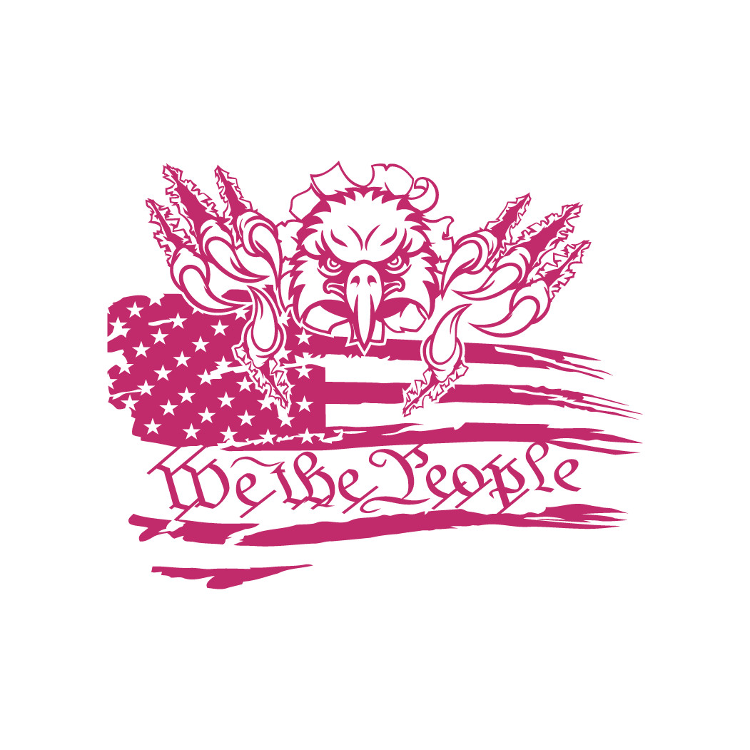 American USA Distressed Flag With Eagle & We The People Automotive Die Cut Decal