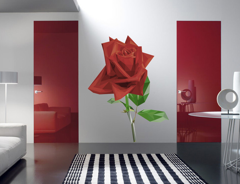 Rose Wall Decal, Flower Sticker, Plant Wall Art, Design for Florist