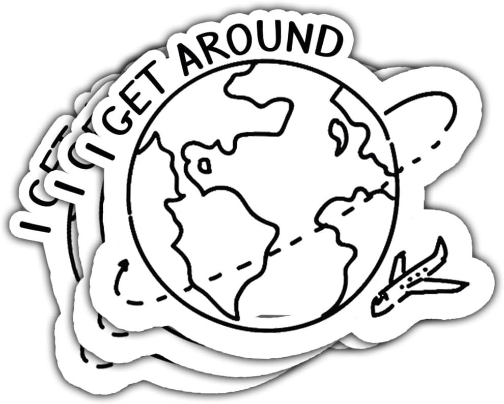 3Pcs I Get Around Sticker Funny Jet Set Airplane Pilots Travelers Gift Adventure