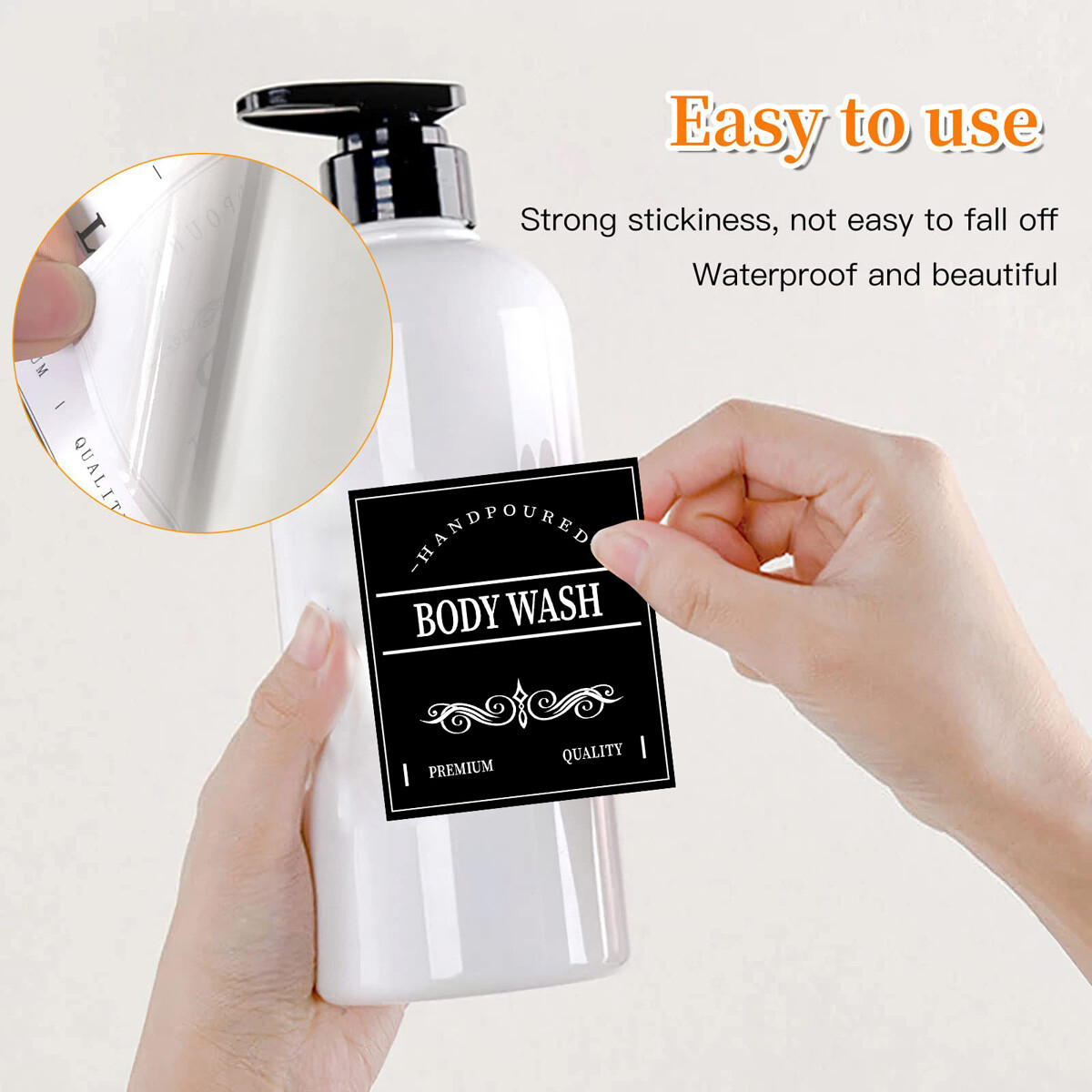 Shampoo Bottle Label Sticker Waterproof Body Wash Lotion Hand Dish Soap Decal