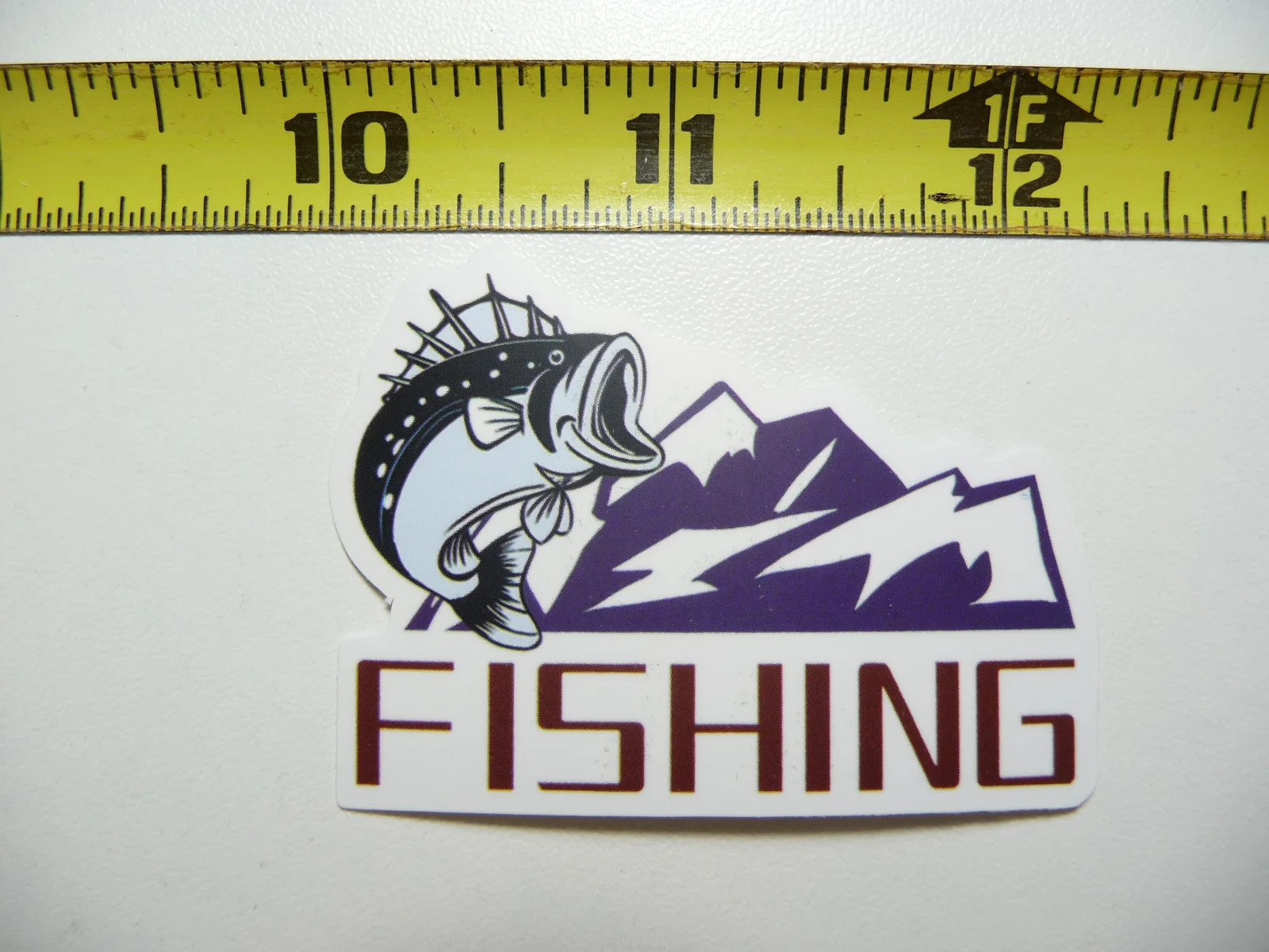 FUN FISHING MOUTH OPEN MOUNTAINS FISH SMALL STICKER DECAL OUTDOORS BOATING