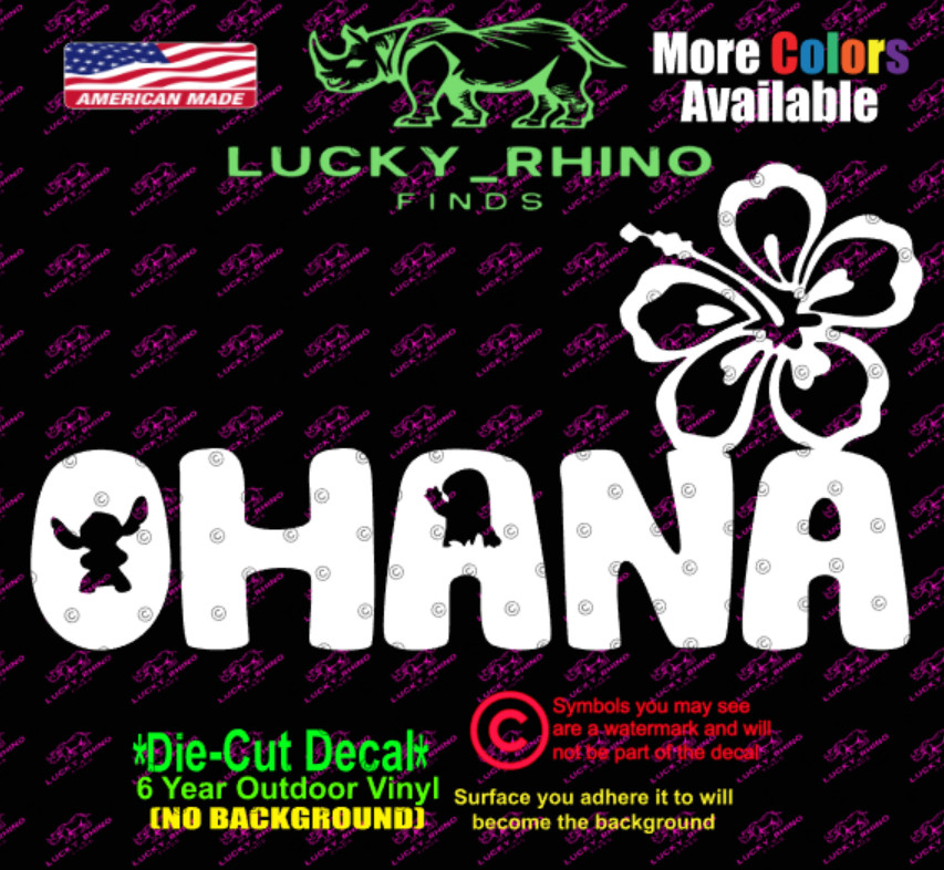 Ohana Lilo and Stitch Means Family Love Car Truck Window Decal Bumper Sticker