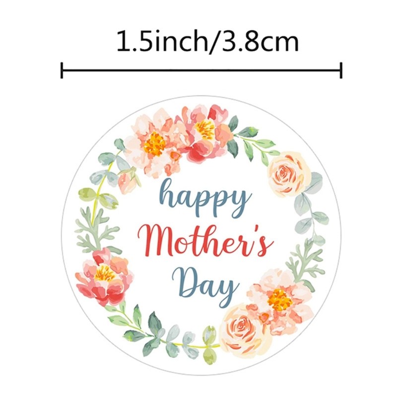 500Pcs Happy Mother s Day Sticker with Sweet Flower Design Adhesive Label Decal
