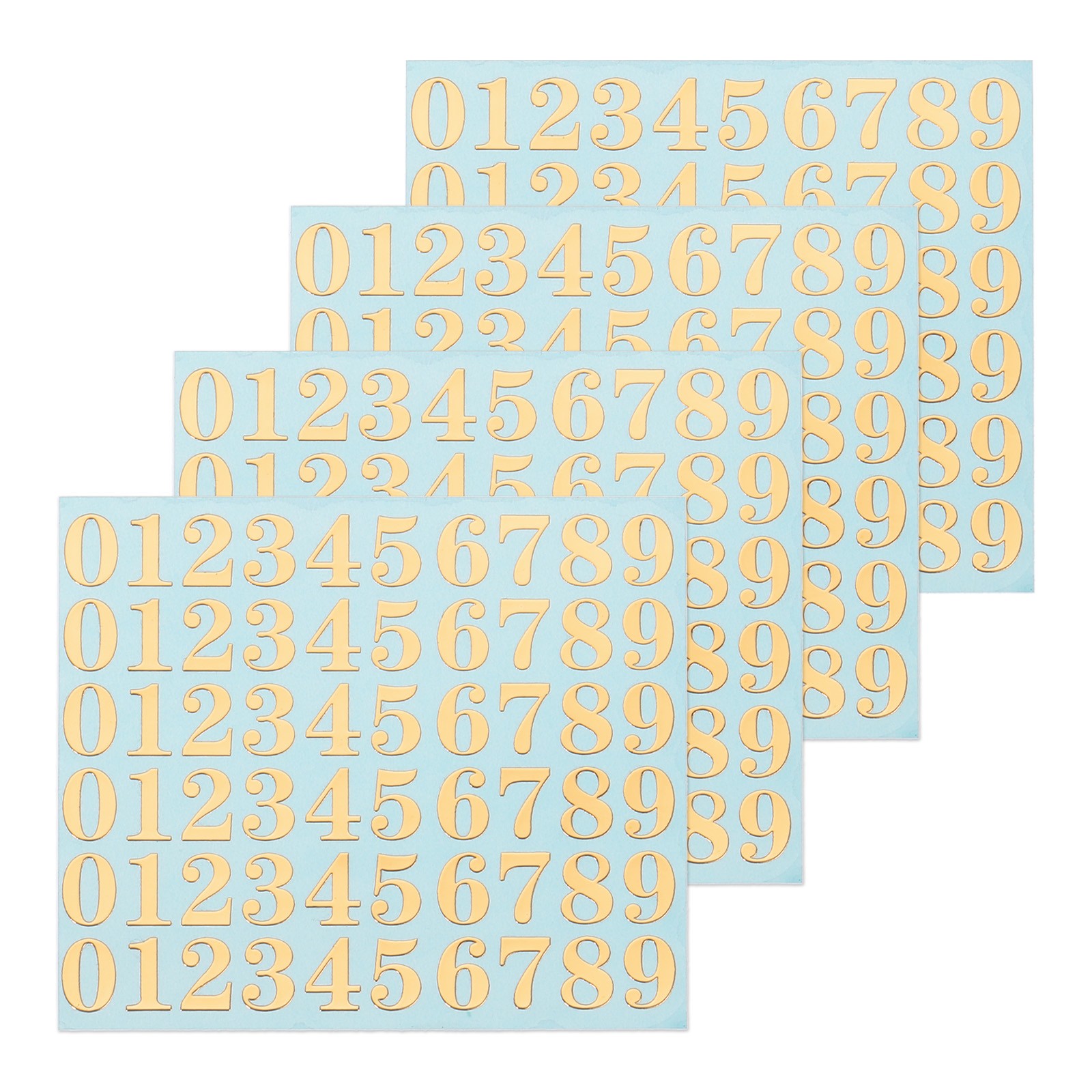 4 Sheets Number Resin Stickers 3D Small 1 to 9 Gold Number Sticker