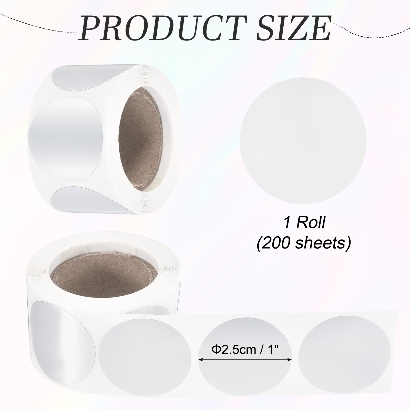 200pcs Round Thermal Label 1×1" Self-Adhesive Thermal Stickers Matte Silver