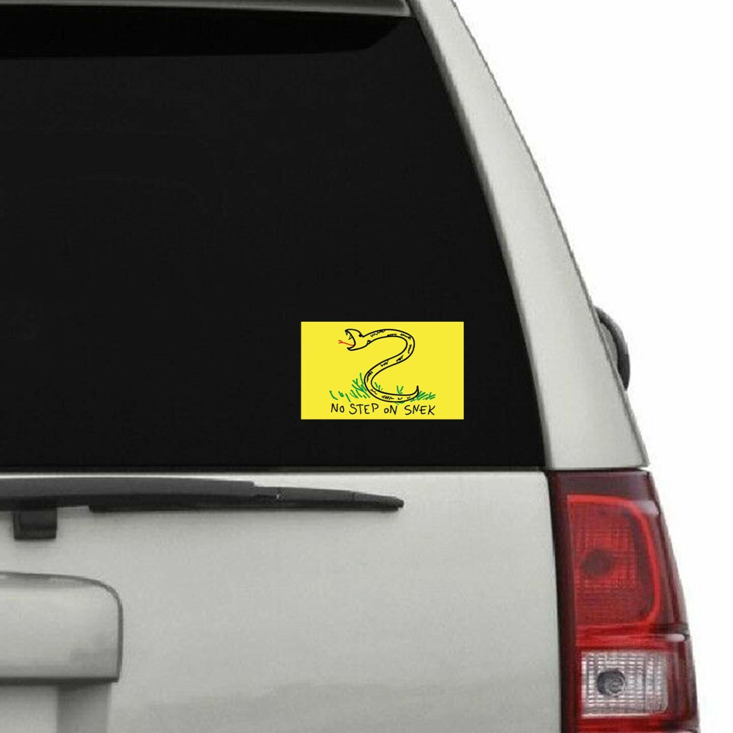 NO STEP ON SNEK FLAG STICKER FUNNY GADSDEN VINYL DECAL 2-PACK 5 BY 3 INCHES