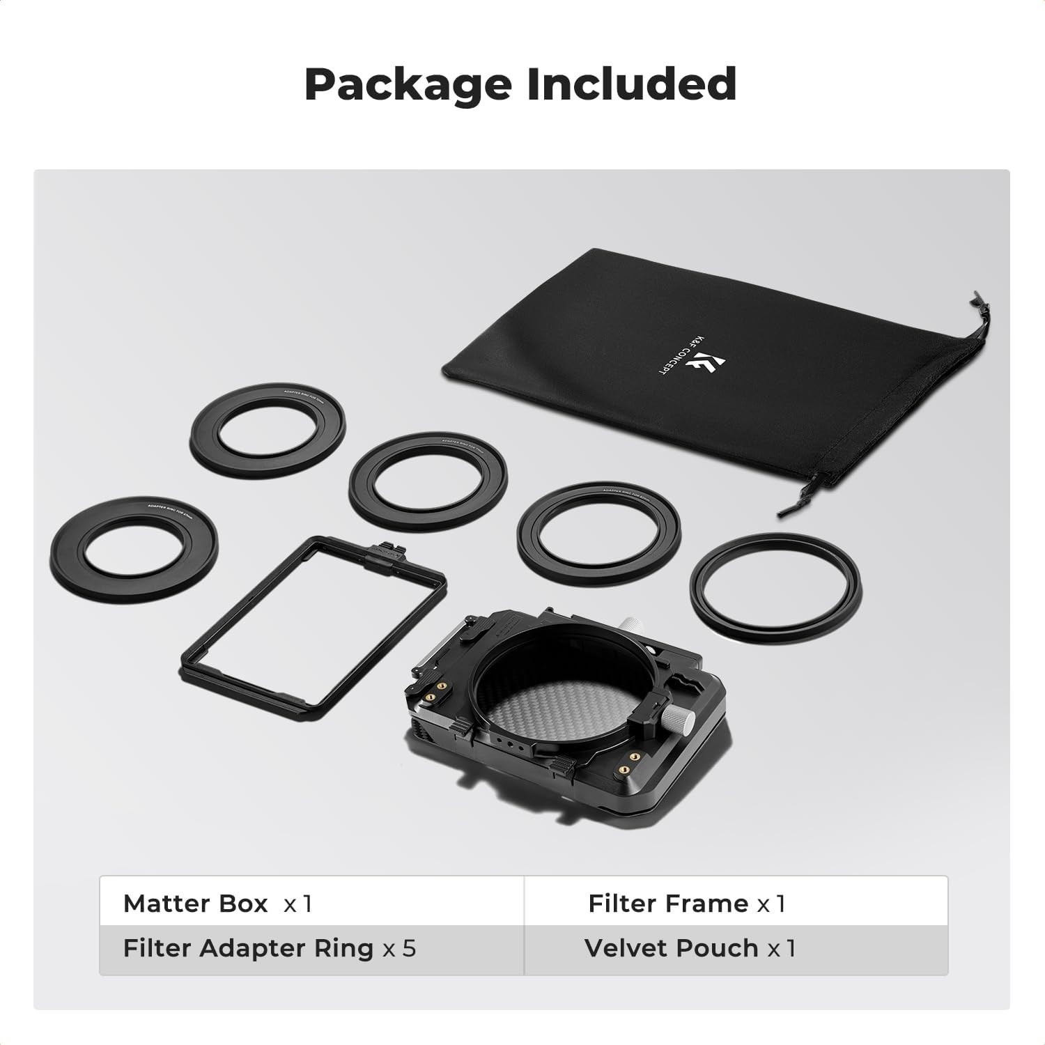 Matte Box for DSLR Cameras – Carbon Fiber Top Flag, 67-95mm Adapter Rings, 4×5.6