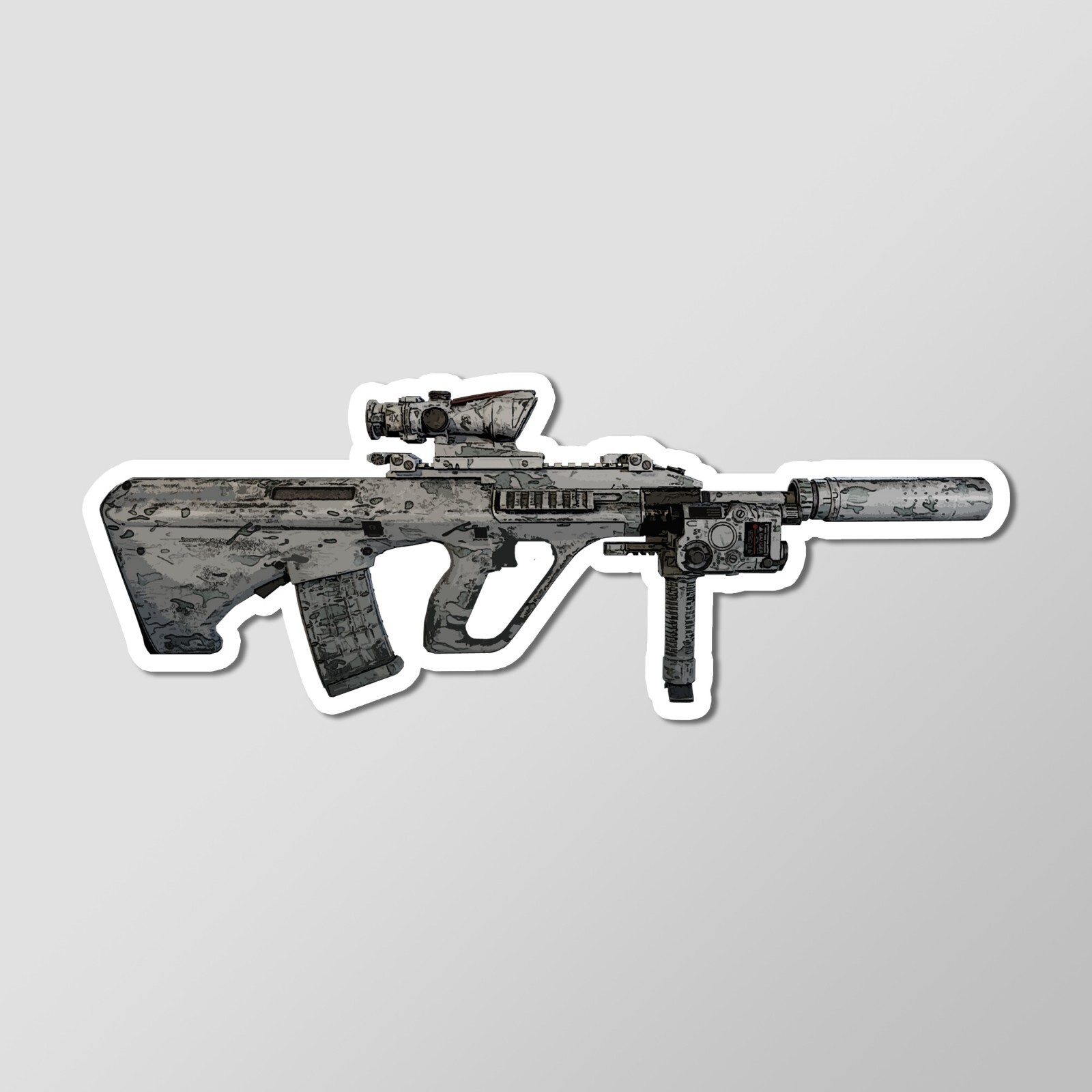 AUG A3 Multicam Alpine Camo Rifle Art – Laptop Sticker Vinyl 4" Wide
