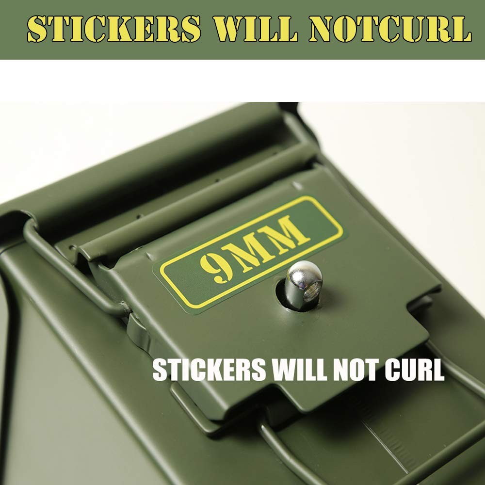 Ammo Can Vinyl Sticker Set Decal 3 inches by 1 inch, 80 Pack/10 Varieties