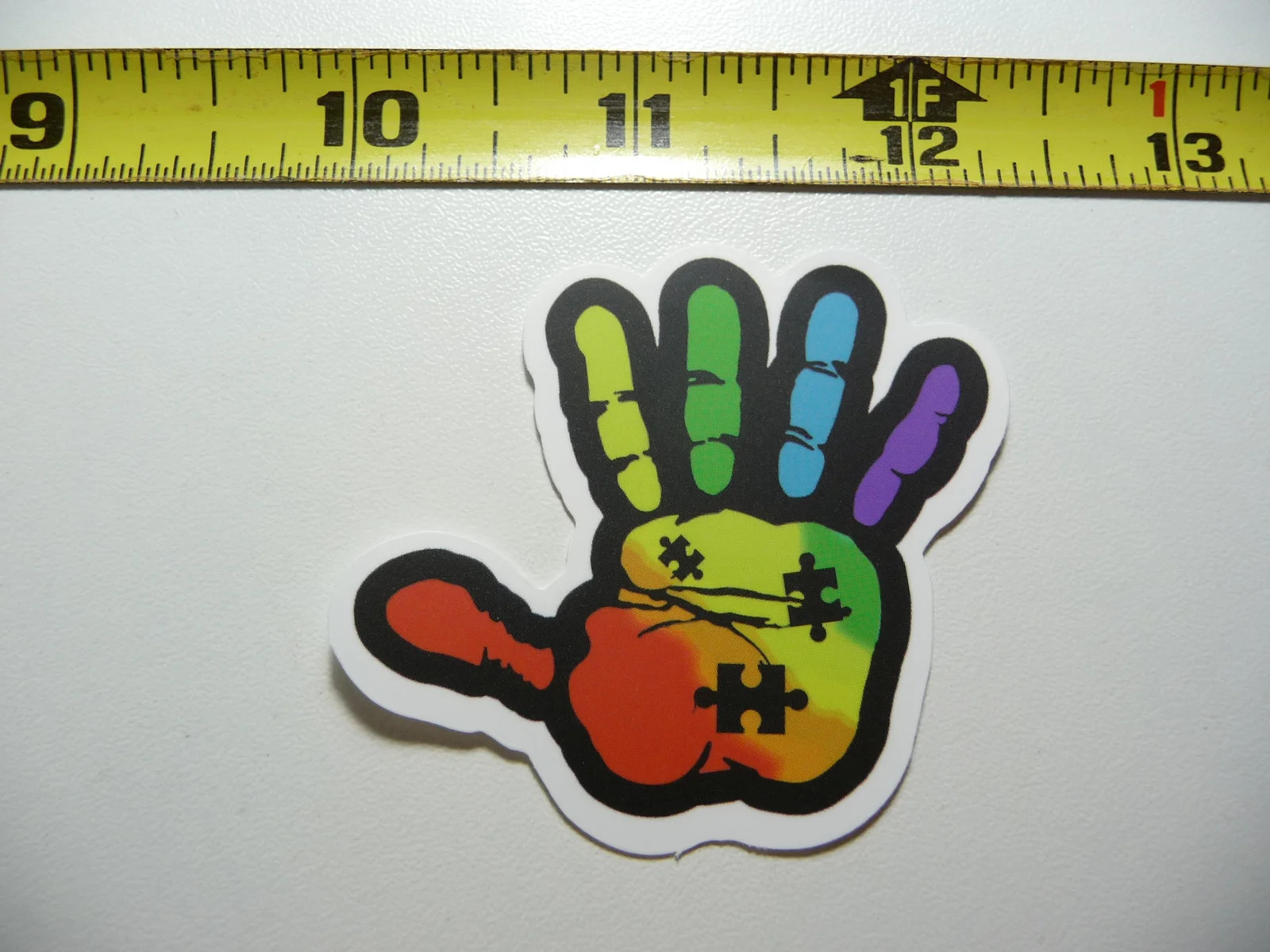AUTISM SUPPORT SMALL STICKER DECAL HANDS PUZZLE PIECES PALM AWARENESS