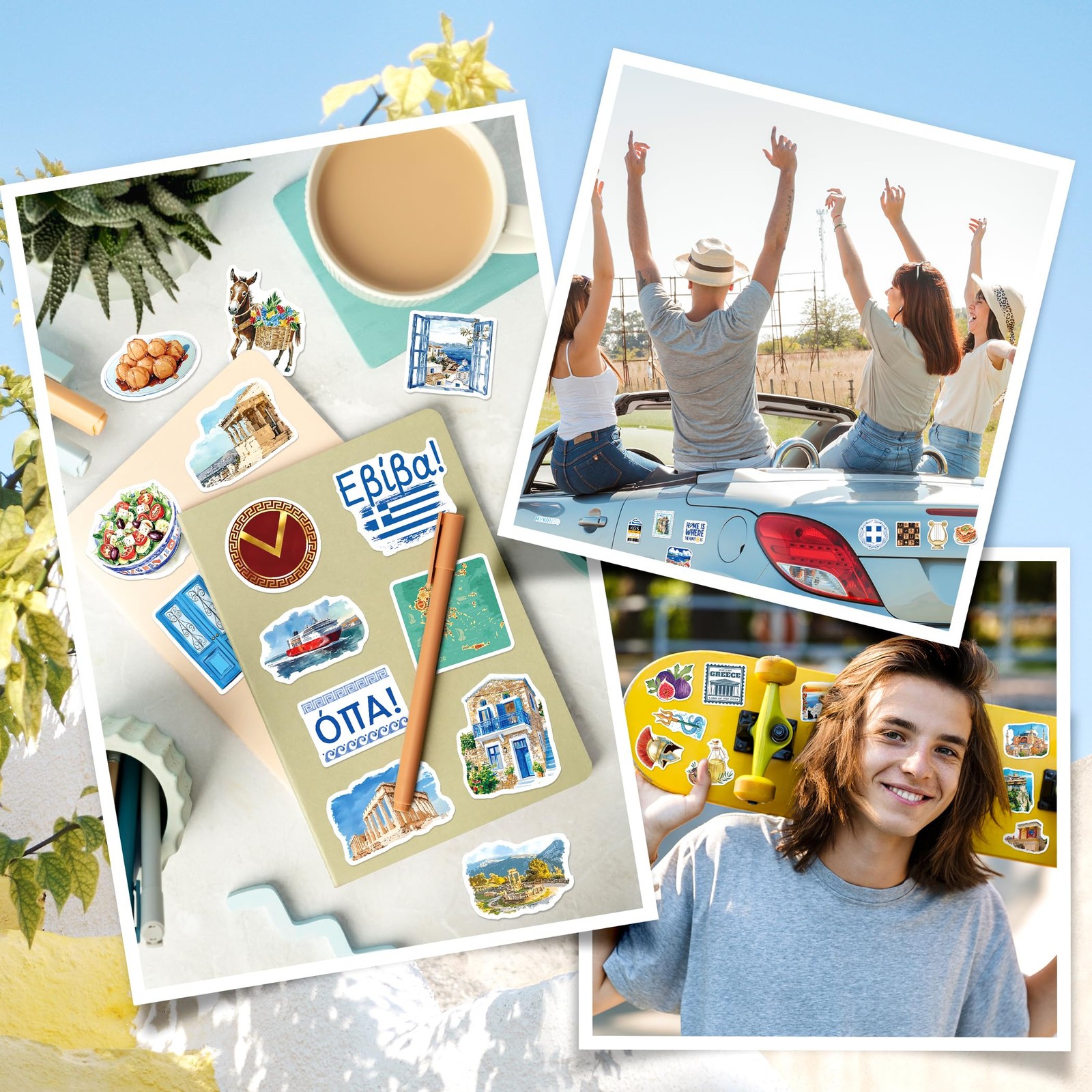 YTSQLER 200 PCS Greece Stickers, Travel Souvenirs Stickers Colorful