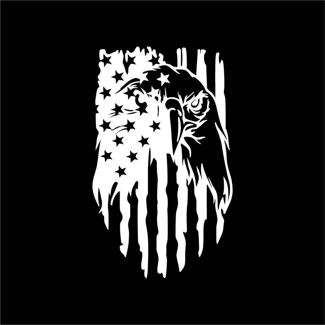 American Flag With Eagle Face Automotive Decal Multiple colors Oracal 651