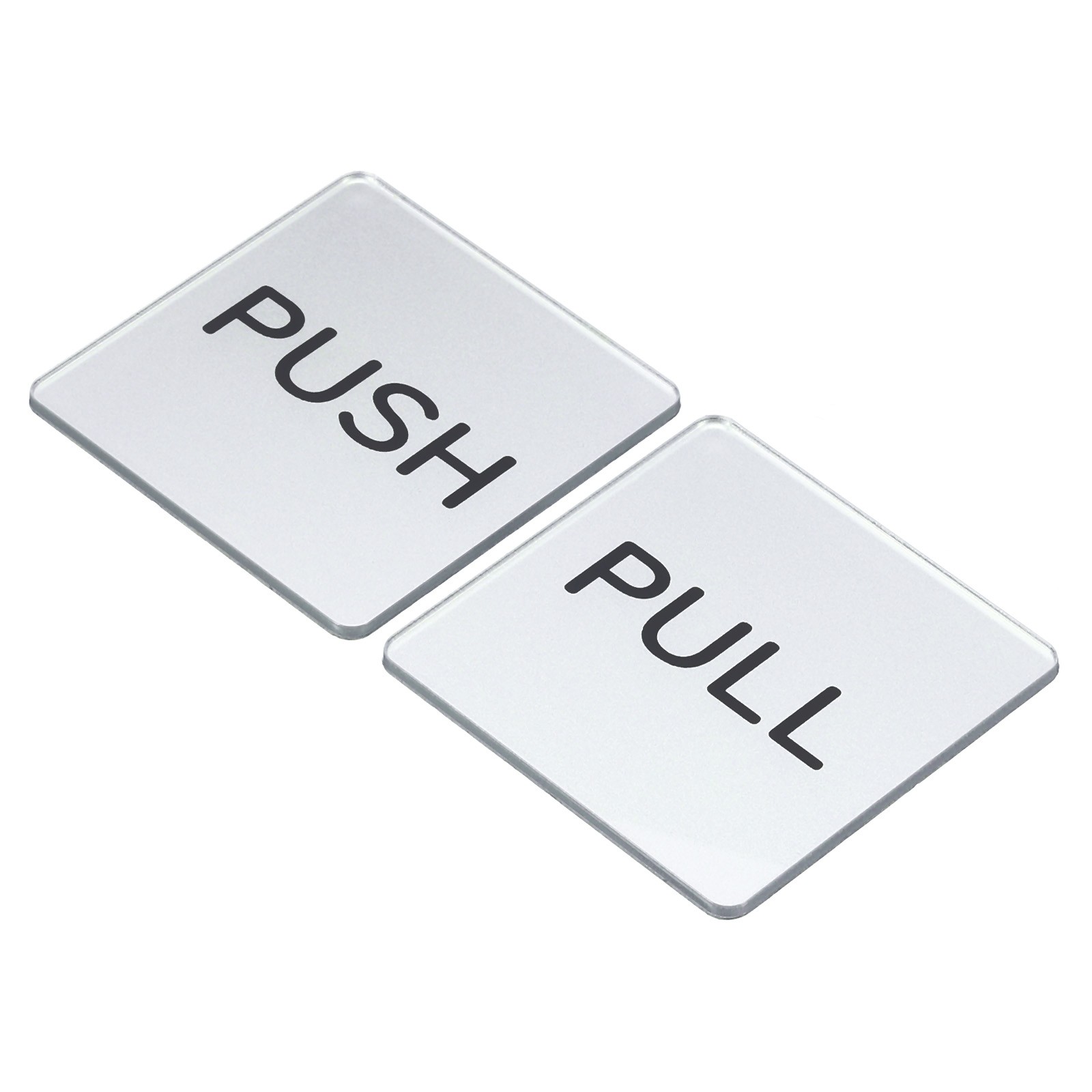 8Pcs Push Pull Door Sign Adhesive Square Acrylic Sticker Marker Silver