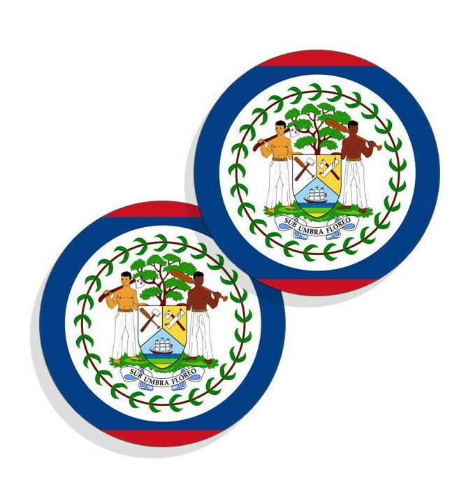 Belize Flag Stickers Flag Decals Vinyl Indoor Outdoor Stickers Round 4 pack