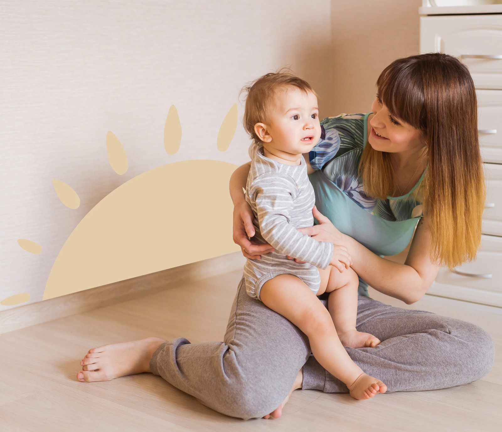 Boho Sun Wall Decal – Half Shape Sunshine Large Sticker Decor For Nursery Kids