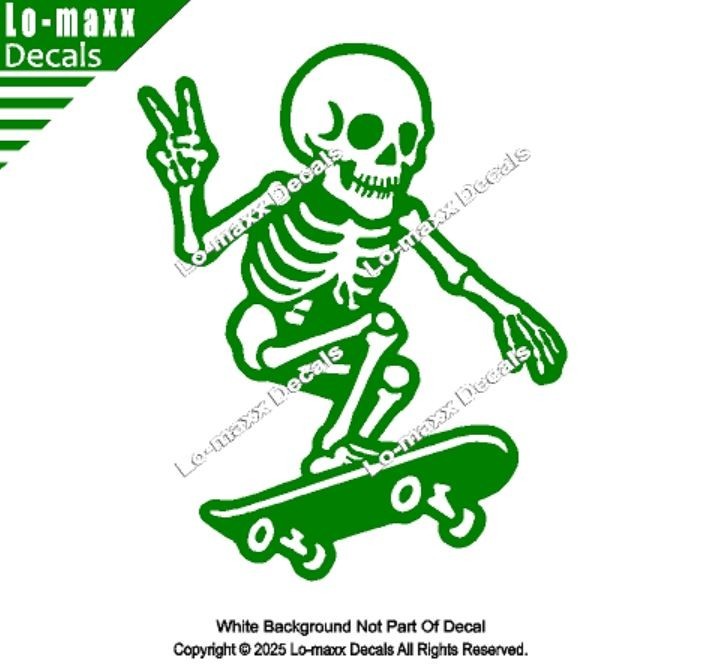 Skateboarding Skeleton Bones On Board Funny Die Cut Vinyl Decal Sticker