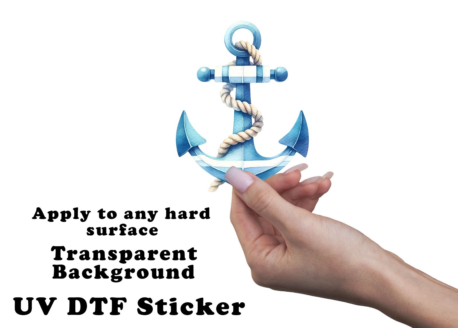 Blue and White Anchor UV DTF Transparent Sticker / Decal