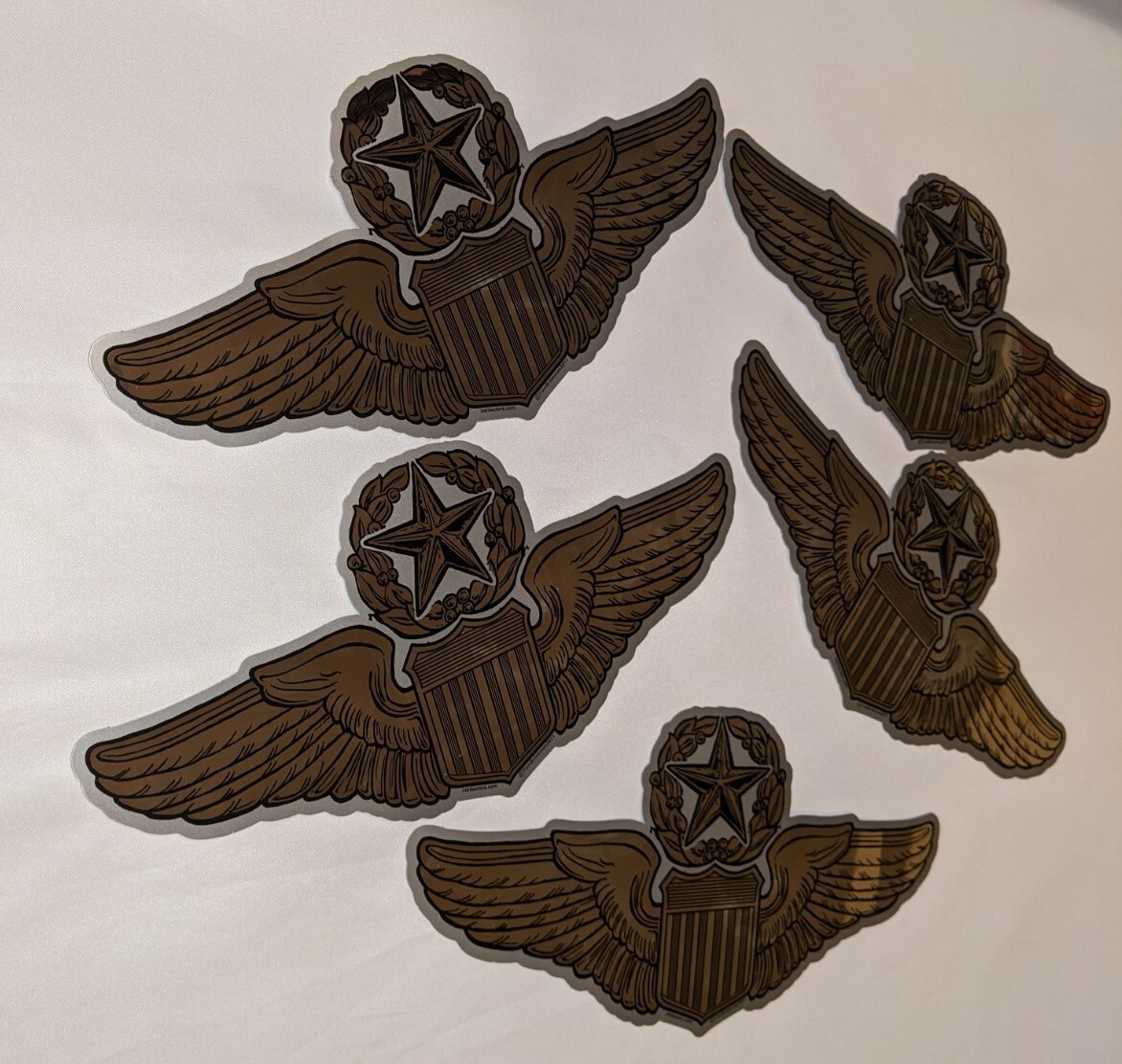 United States Air Force Pilots Sticker 9 Inches Lot Of 5 Silver 3 In 1