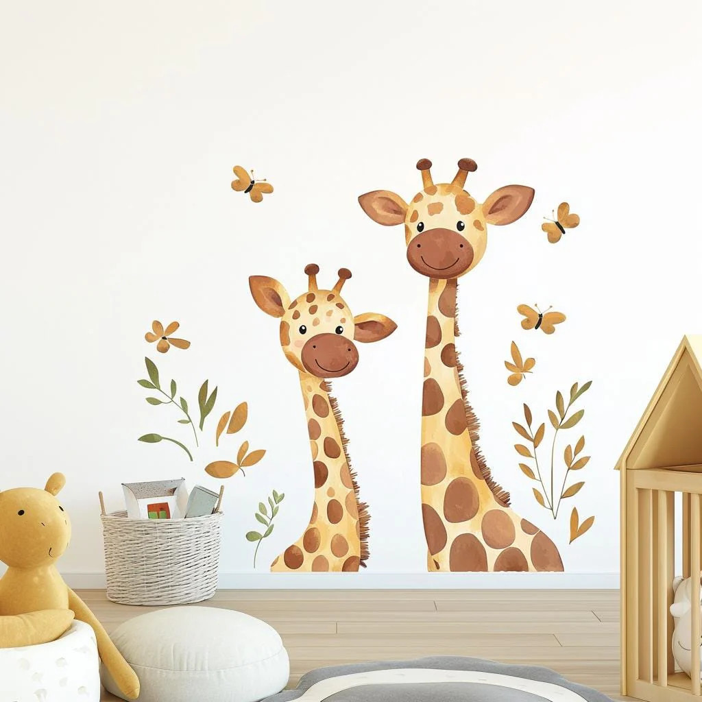 Playful Giraffe Wall Decal | Watercolor Minimalist Decor