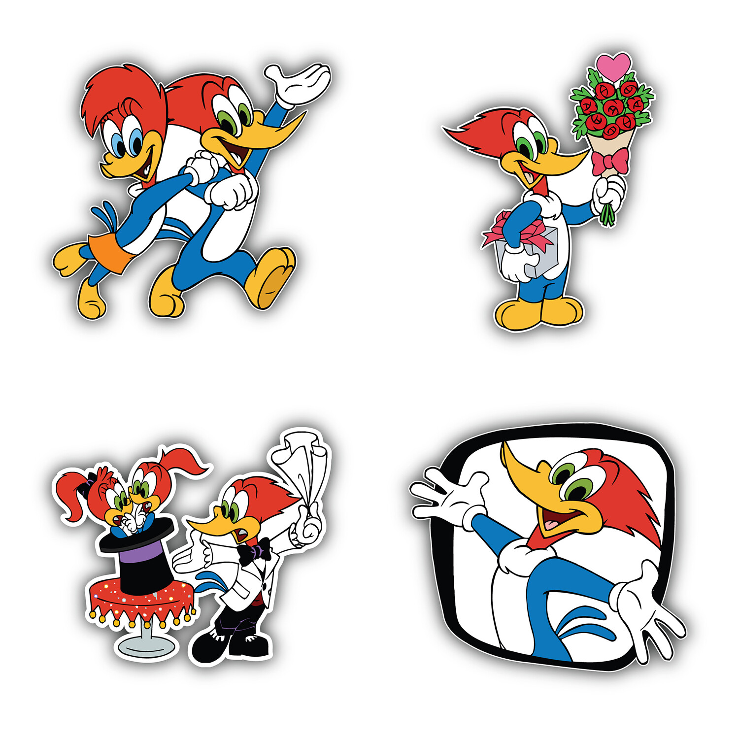 Woody Woodpecker Cartoon Set Of 4 Vinyl Sticker Decal – 5" longer side ID:1