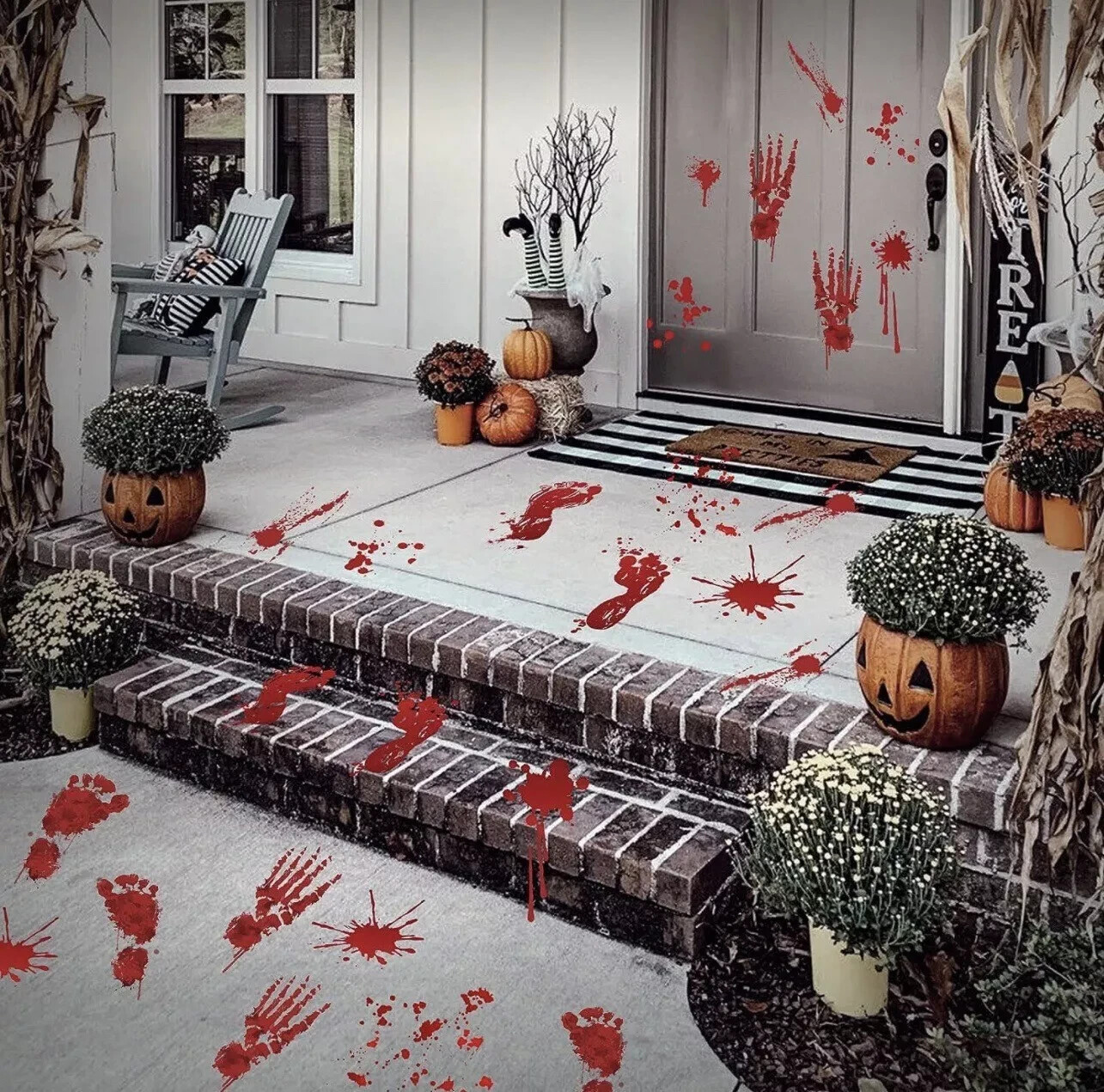 Halloween stickers Bloody Footprints Floor Clings Bloody party Decorations