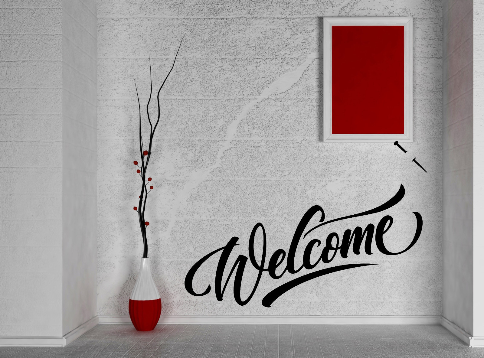 Vinyl Decal Wall Sticker Welcome Hand Lettering House Decor (n998)