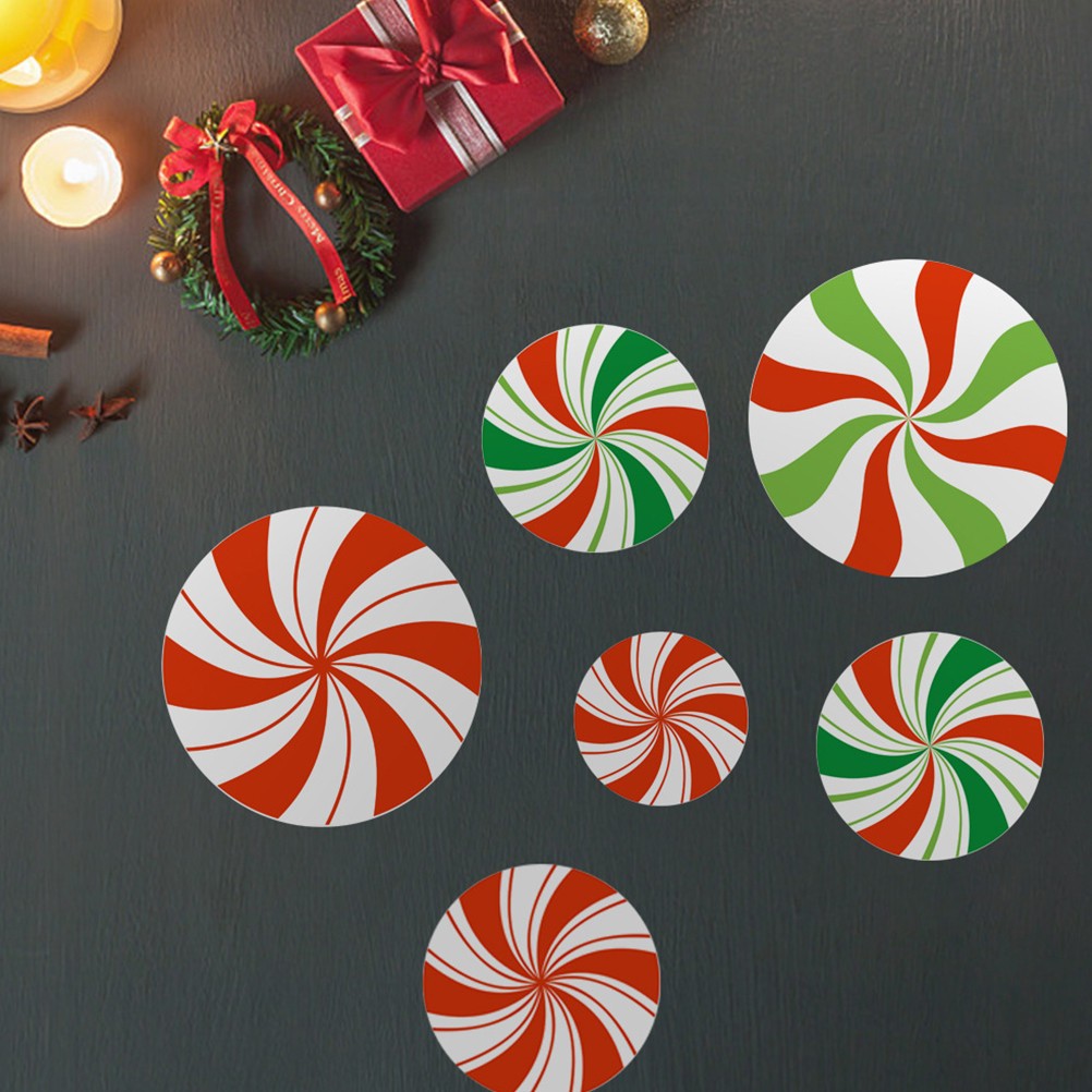 12 PCS Candy Wall Decal Glitter Chriastmas Sticker Christmas Decor