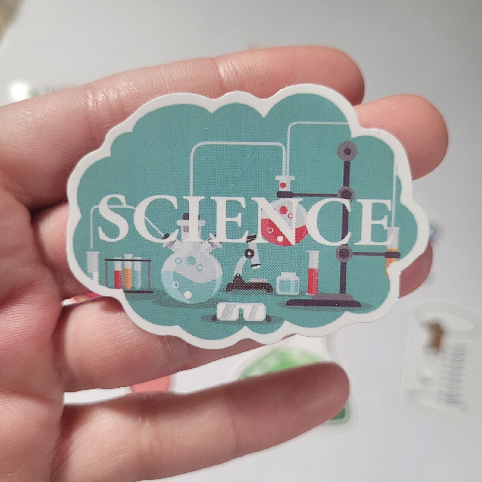 Science lab vinyl sticker set of 8 chemistry chemical beaker experiment atom