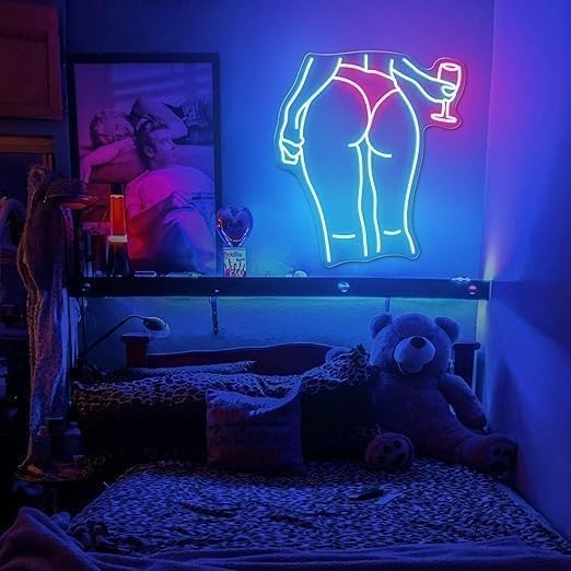 Lady Back Neon Sign, Pink LED Sign, Neon Lights for Bedroom with Woman Pattern,