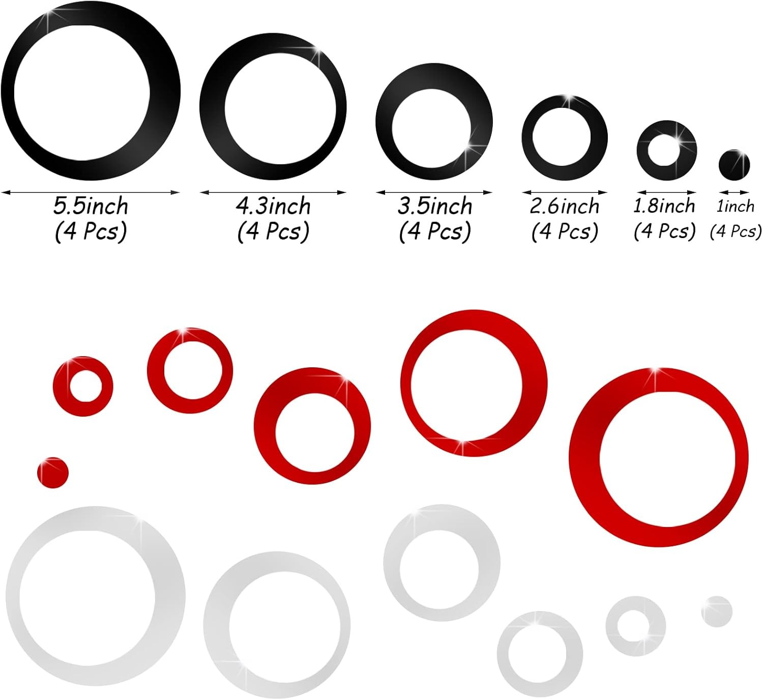 Outus 72 Pieces Wall Stickers Decor Acrylic Circle Mirror Clear,silver
