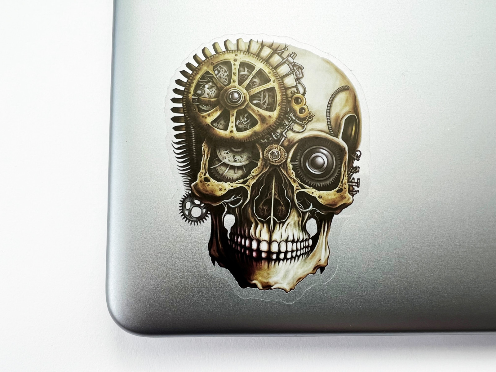 Mechanical Skull Head 3 Inch Transparent Sticker Bone Skeleton Decal