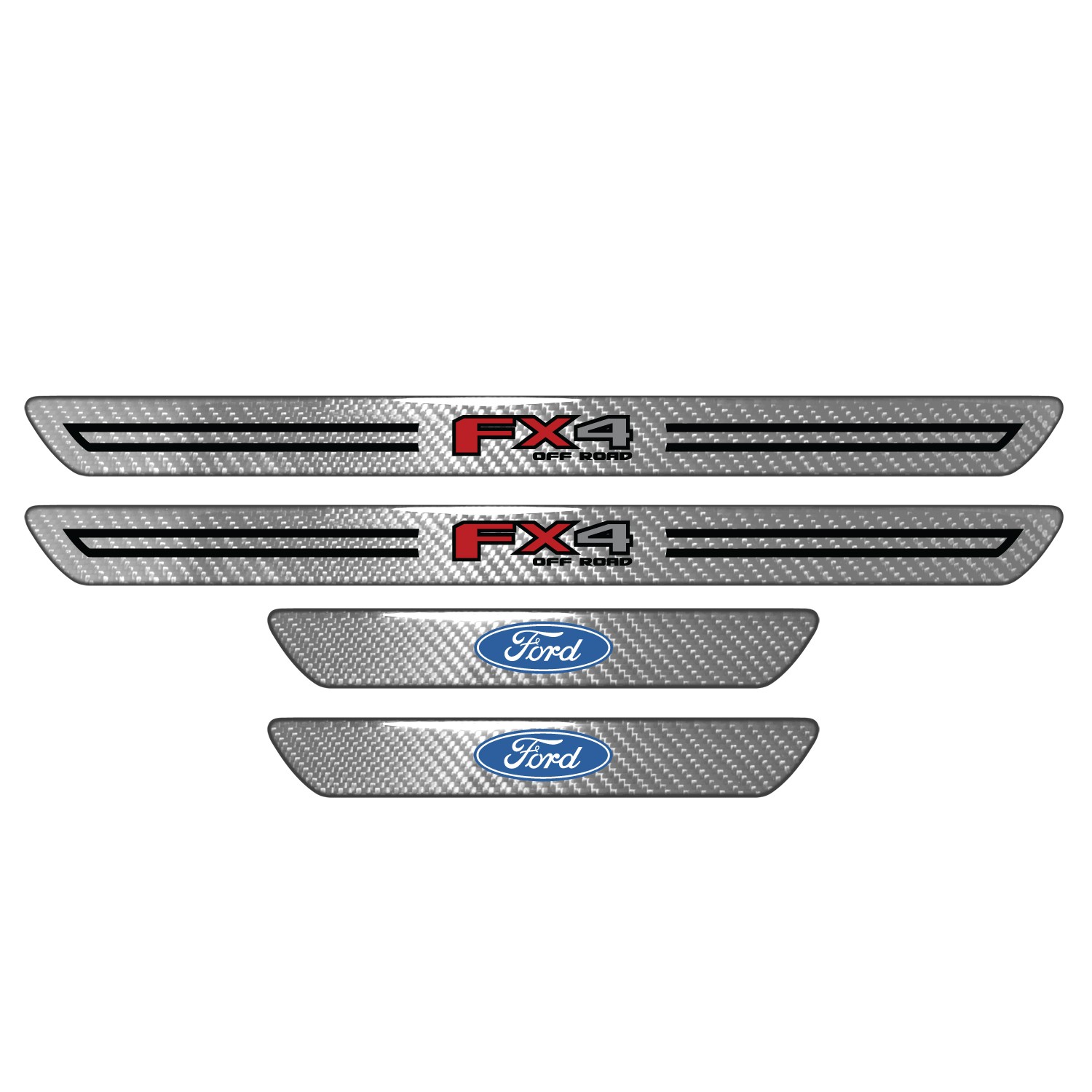 Ford F-150 FX4 Off Road Silver Carbon Fiber Universal Door Sill Kick Plates
