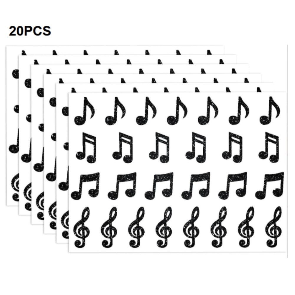 Transparent BOPP Music Stickers 20 Count Gold Black for Teacher Appreciation