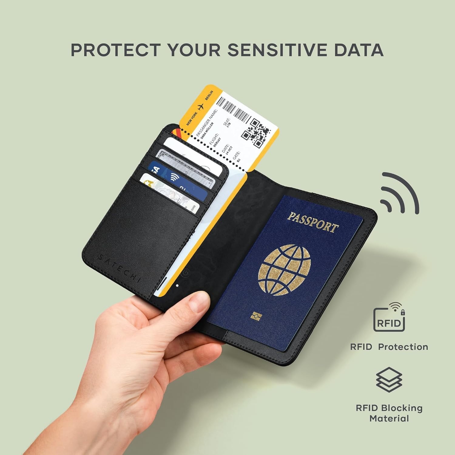 Passport Holder for Travel with Find My, Passport Cover with 4 Card Holder, Wire