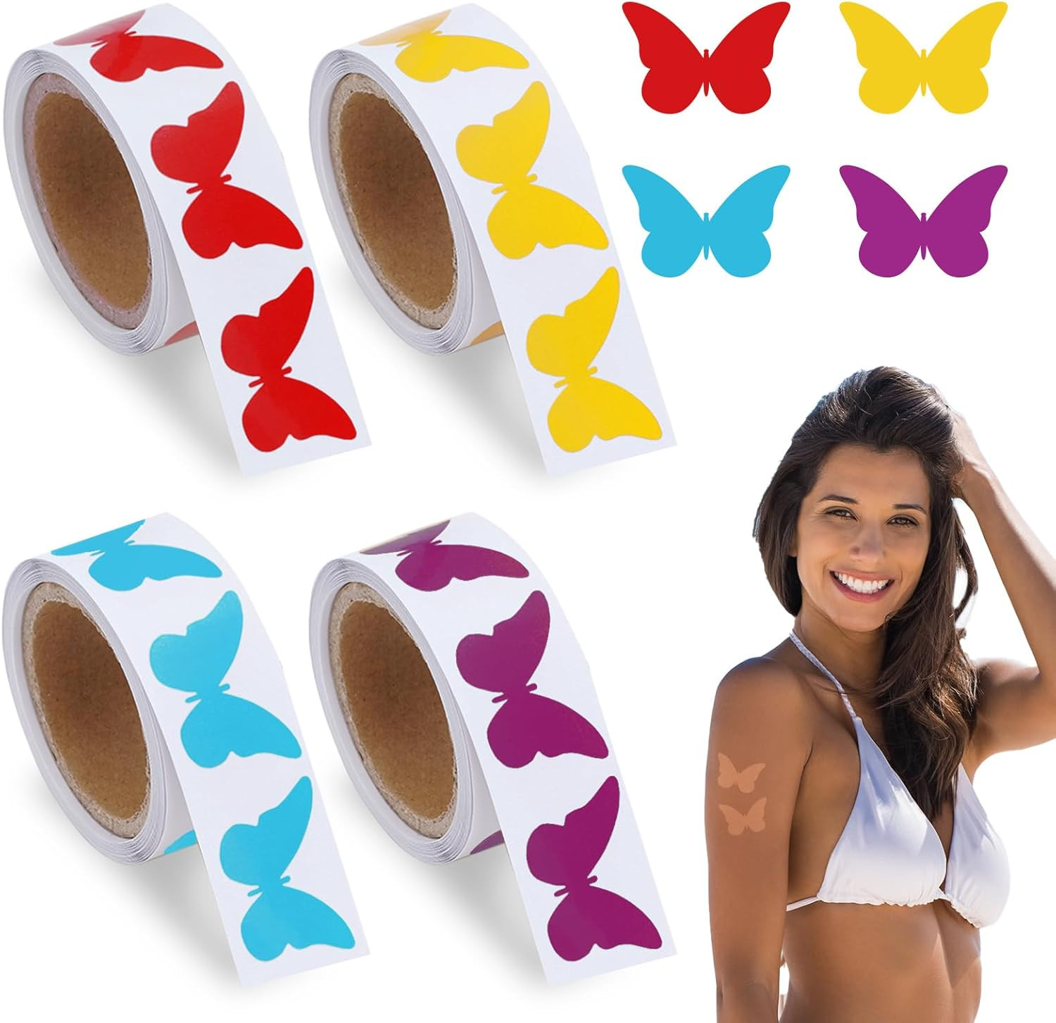 400 Butterfly Sunbathing Stickers for Tanning – Self Adhesive Body Decals