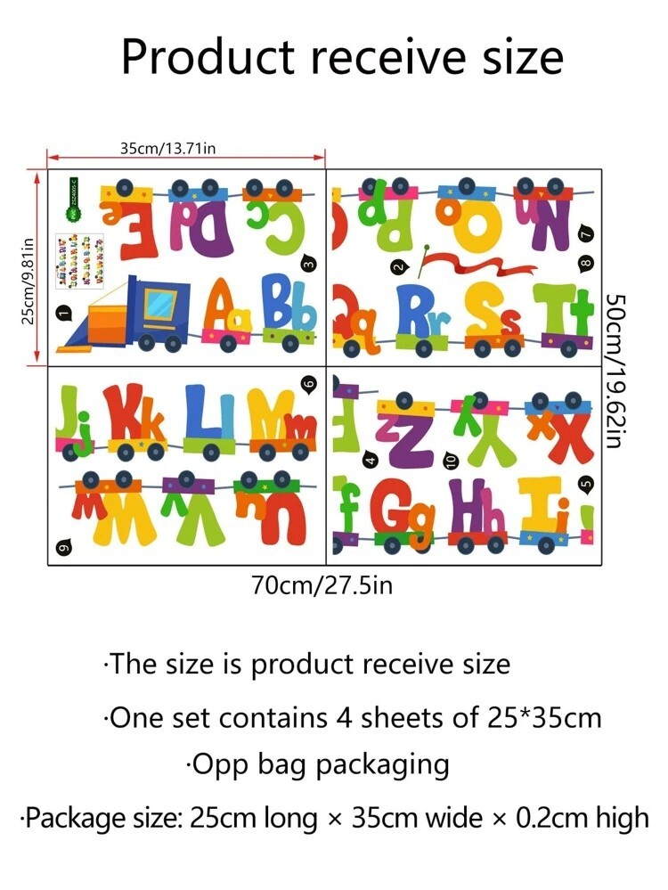 Alphabet Letter Desing Print Wall Sticker Baby Kids Rooms.