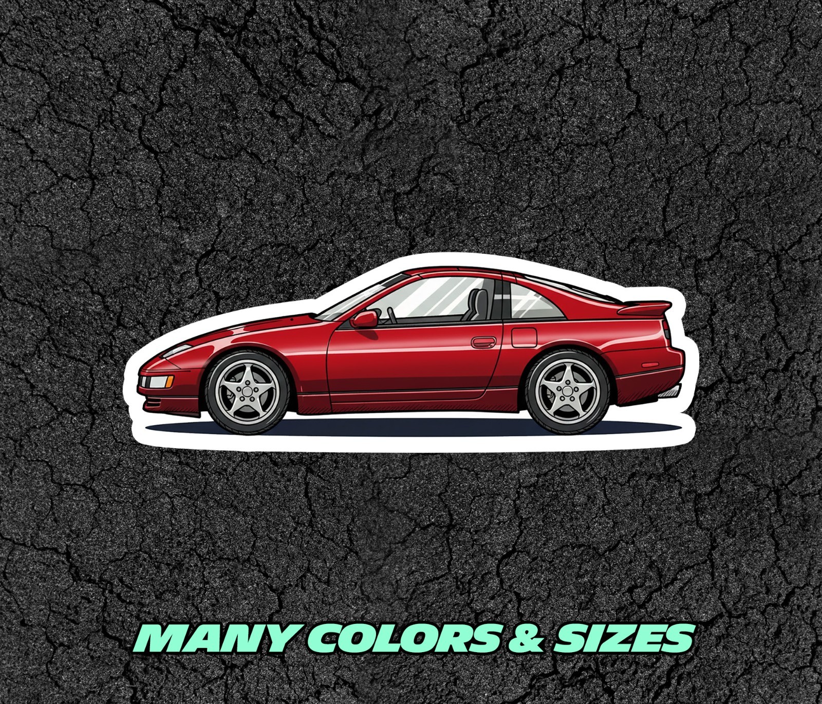 Nissan 300ZX Car Profile Sticker for Laptop, Phone Case, Book, Window, Kids etc.