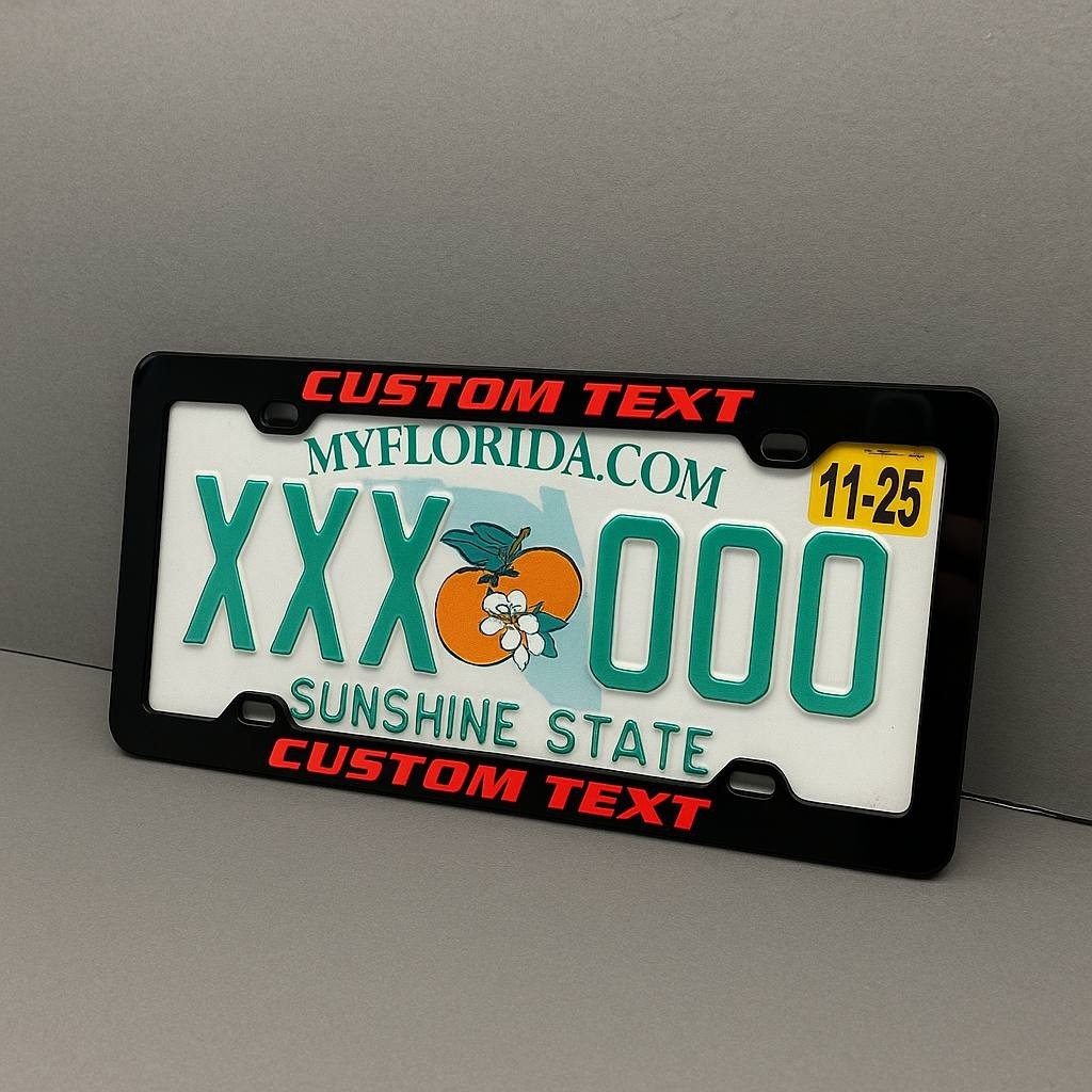 Personalized TEXT NAME LOGO Custom Car License Plate Frame 3D Laser Multicolor