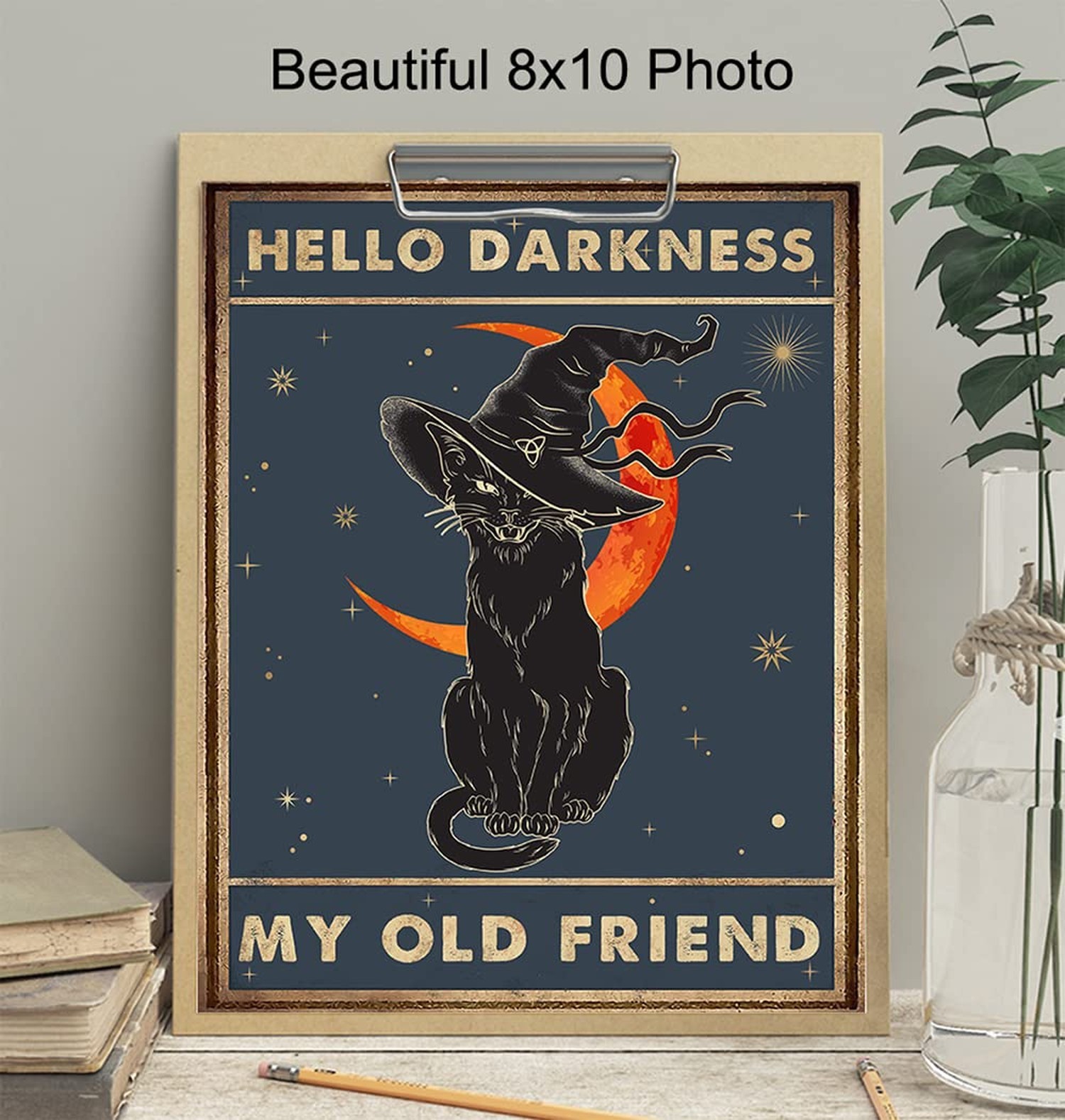 Witch Cat Wall Art – Black cat Room Decor – Goth Halloween Wall Art Print – P…