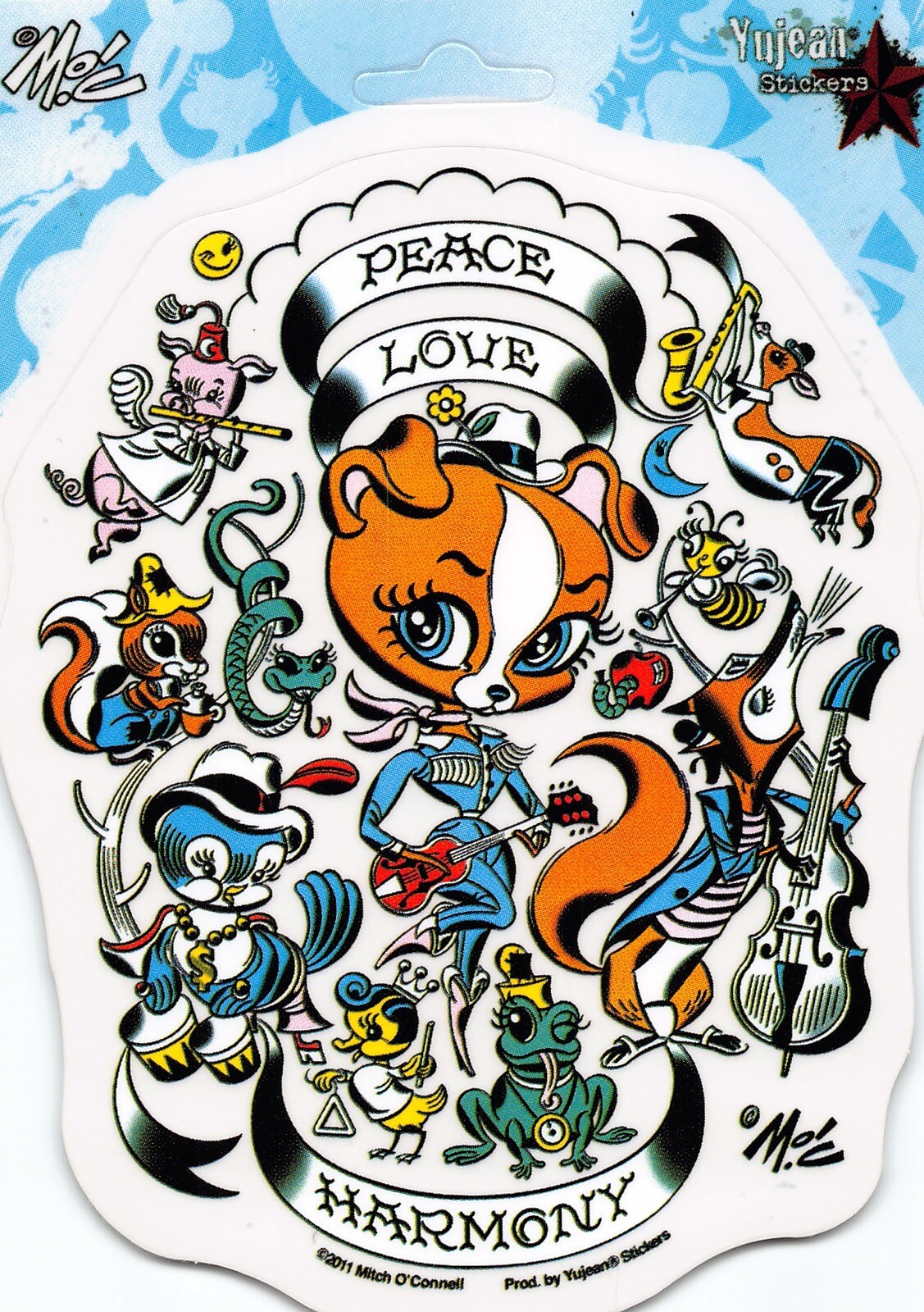 Peace Love Harmony Mitch O Connell Die-Cut Decal Sticker New Animal Band