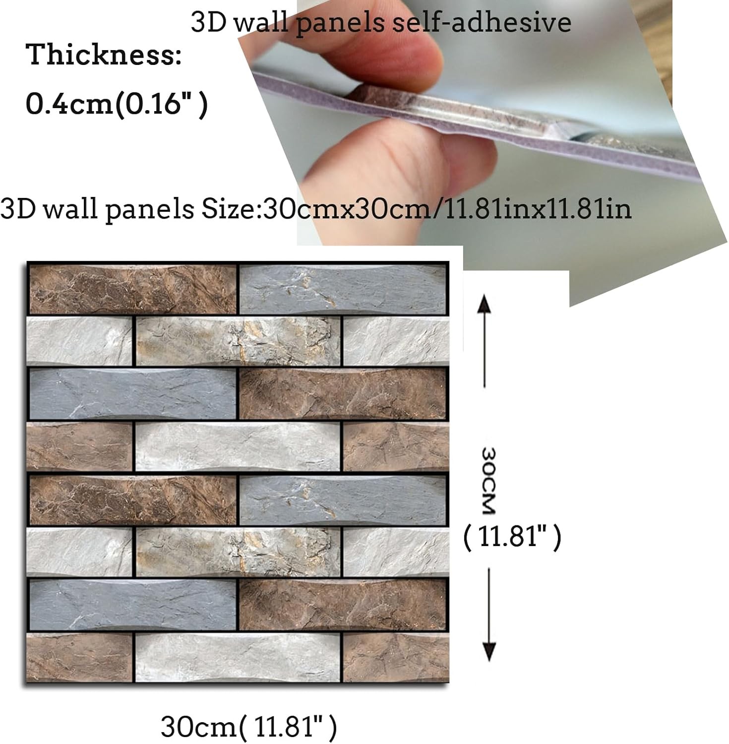10PCS 3D Faux Stone Wall Panel Peel and Stick Foam Brick Self Adhesive Wallpaper